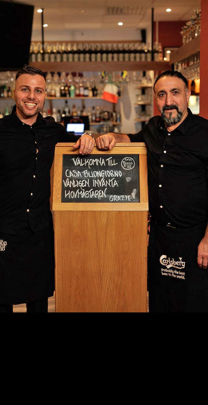 Mirko och Chico från restaurang Casa Buongiorno i Huddinge Centrum